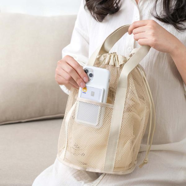 Logo Customized Travel Organizer Bag with Mesh Cut-out and Drawstring Pocket Foldable