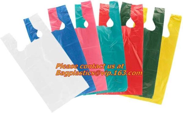 Custom Print Hdpe Plastic T Shirt Bags with Gusset, hdpe bags, ldpe bags, pp bags, sacks