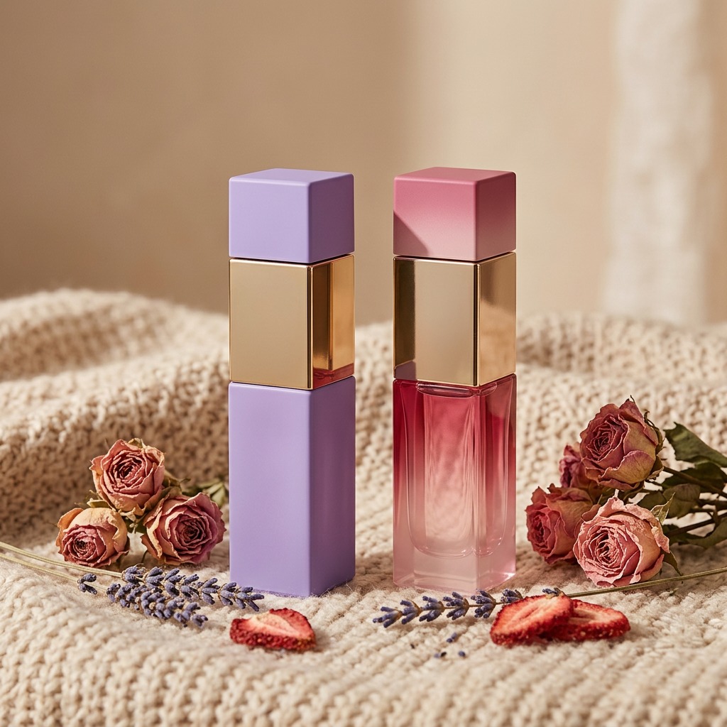 30ml Rectangle Glass Perfume Bottles Crimp Neck Plastic Square Cap for Perfume