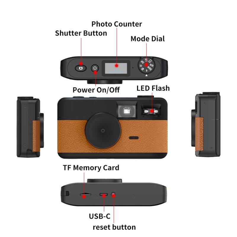 Screenless Wifi Digital Camera Screen-free 12MP Images Retro No Screen with Photo Counter 8 Filters LED Flash Camping Camera