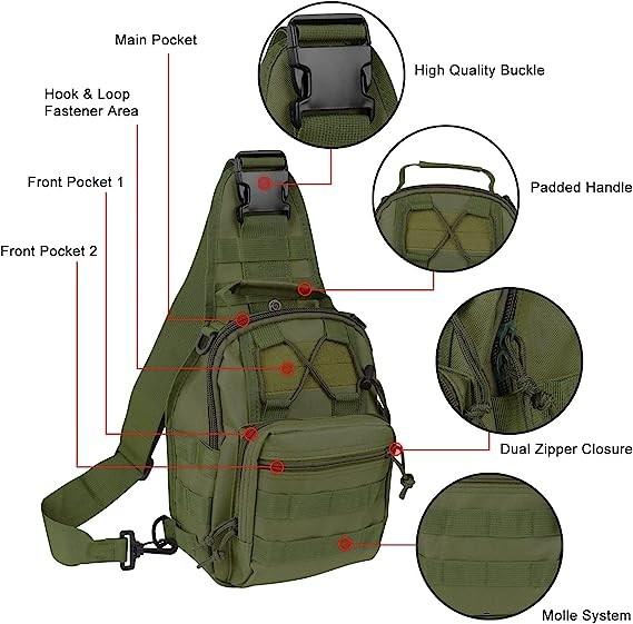 Tactical Shoulder Sling Bag Small Outdoor Chest Pack For Men Traveling, Trekking, Camping, Rover Sling Daypack