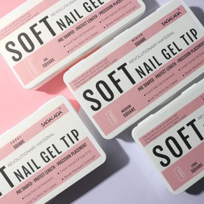 500pcs Transparent Xxxl Natural Long Nail Tips Stiletto Gel Box Full Cover Private Label Press on Soft Gel Tips Nails