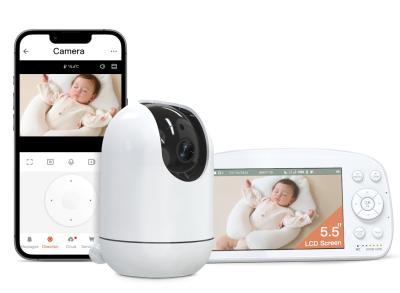 Wifi 2.4Ghz 360 Degree Baby Monitor With App 5.5 Inch Infrared Night Vision 5000mAh Battery