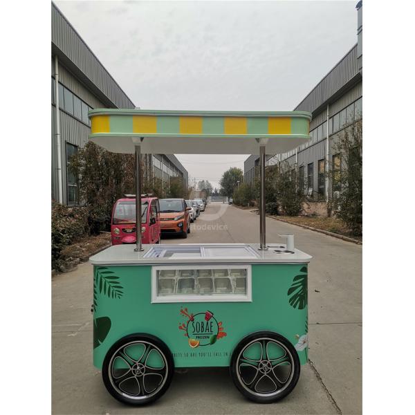 Commercial Mini Frozen Ice Cream Display Cart Trailer Gelato Mexican Beach Ice Cream Freezer Hand Cart Push Carts For Ice Cream