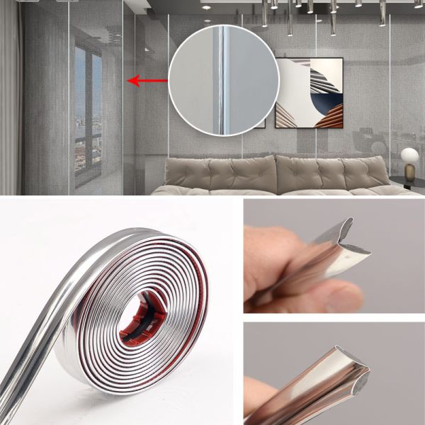 Customized Metal Gold Decorative Brushed Self-Adhesive Tape PVC Edge Tape Sofa Tile Decoration