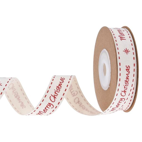 15 мм * 3y Рождественская подарочная лента Напечатанная белая хлопковая лента для подарков