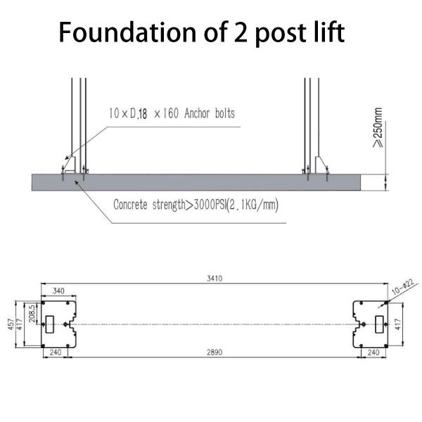 Hydraulic Double Cylinder 4T Two Post Car Lift For Workshop