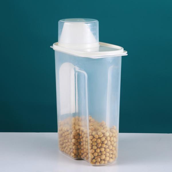 Plastic Rectangular Cereal Storage Tank For Kitchen Transparent Sealed