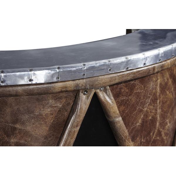Full Handwork Aluminium Sheet Vintage Leather Counter High End Bar Furniture