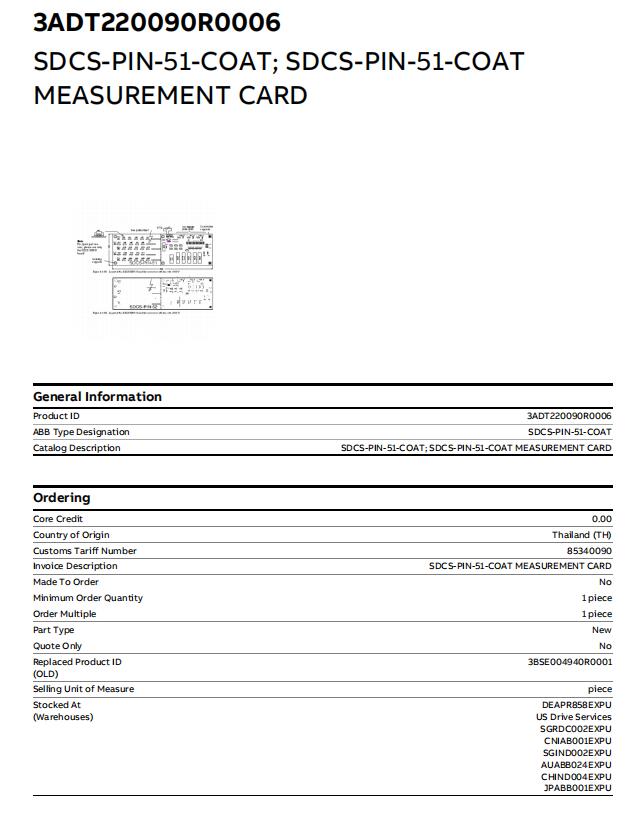 SDCS-PIN-51 3BSE004940R1 3ADT220090R0006   Карта измерения ABB