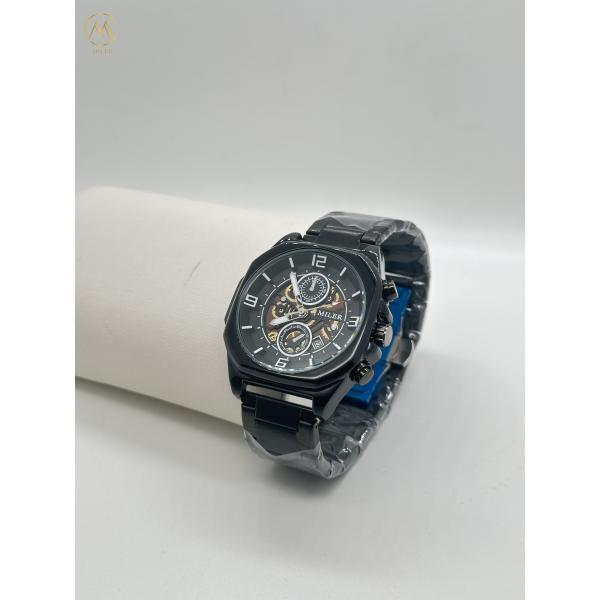 ML1113-Reloj de pulsera de esqueleto de alta calidad con bisela negra