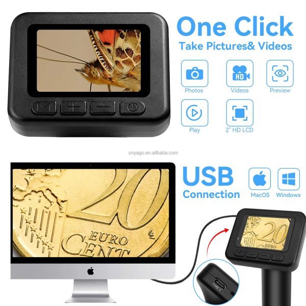 50X-1000X Portable Digital Microscope with 2