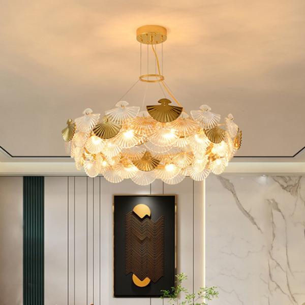 Modern Luxury Pendant Ceiling Light 3500K Glass Hanging Crystal Ceiling Light