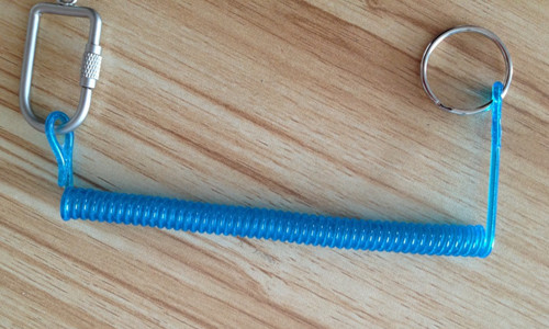 Custom OEM Simple Stretchable Platic Coil Key Ring w/Rectangle Connector Ring