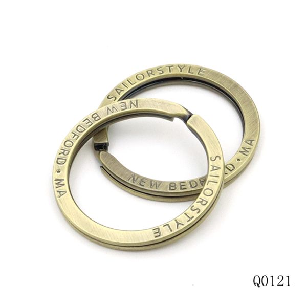 Brushed Brass Split Rings 38mm Metal Keychain Ring Big Custom Logo Stamping