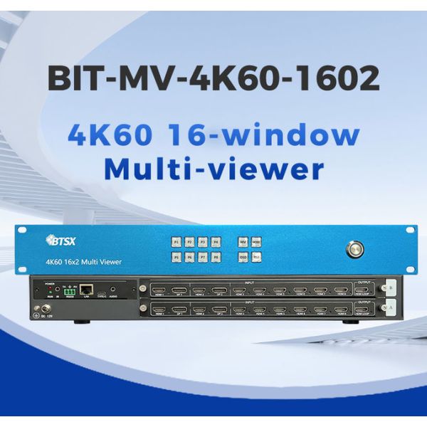 4K60 Multi Viewer with 16-Window Seamless Switching, 4×4 Video Wall Segmentation and Dual Screen Output for Video Conferencing