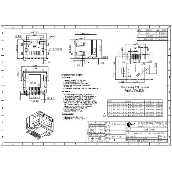 1060-20847 прямоугольные модульные jacks разъема PCB Маунта RJ45 с RJ45 водить