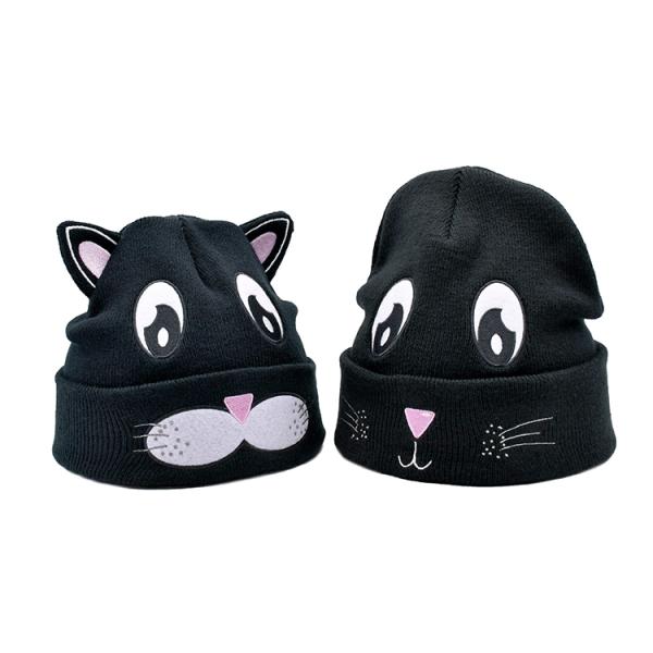 Winter Polyester Fabric Style Knit Cat Ear Hat Cute Beanie Hats Warm Slouchy Hat