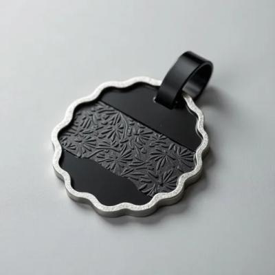 Tailorable Foral Engraved Stainless Steel Men's Pendant