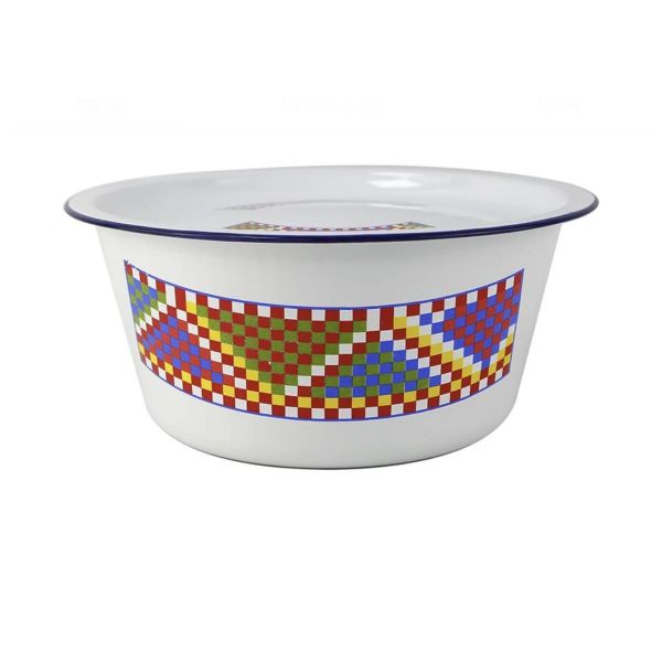 Round Enamel Basin Bowl Customized Logo Carbon Steel Decal Lard Bowl Daily Use