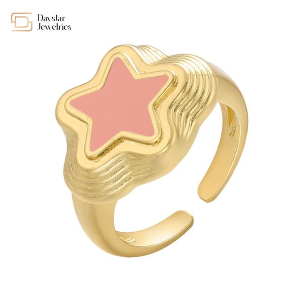 Тип Y2k звезды покрытое золотом звенит ювелирные изделия женщин красочной эмали открытые