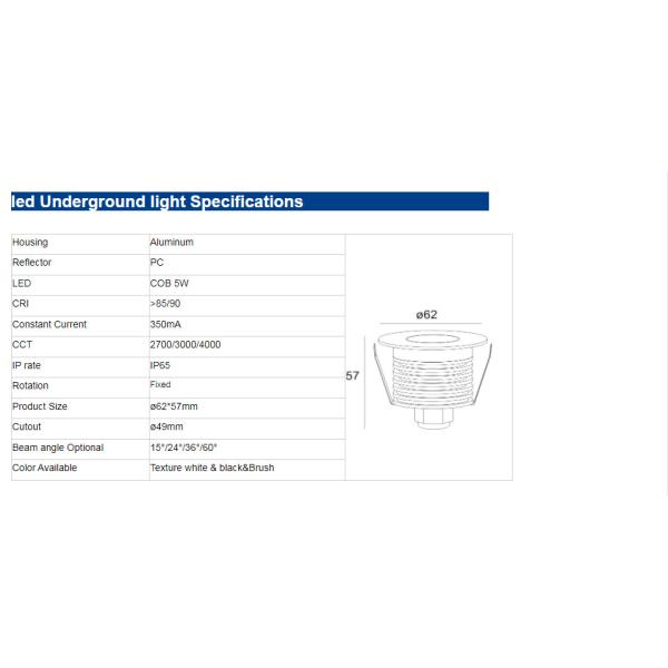 Anti Glare DC24V COB 5W LED Underground Lights