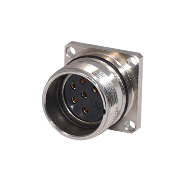 Female Panel Mount Connector , Shielded Waterproof 6 Pin Connector With Cover