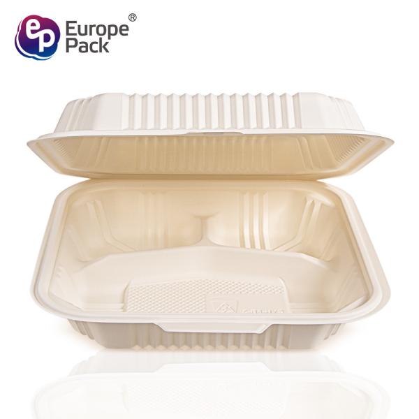 Food grade eco friendly cornstarch tableware 900ml biodegradable 3 compartment lunch box