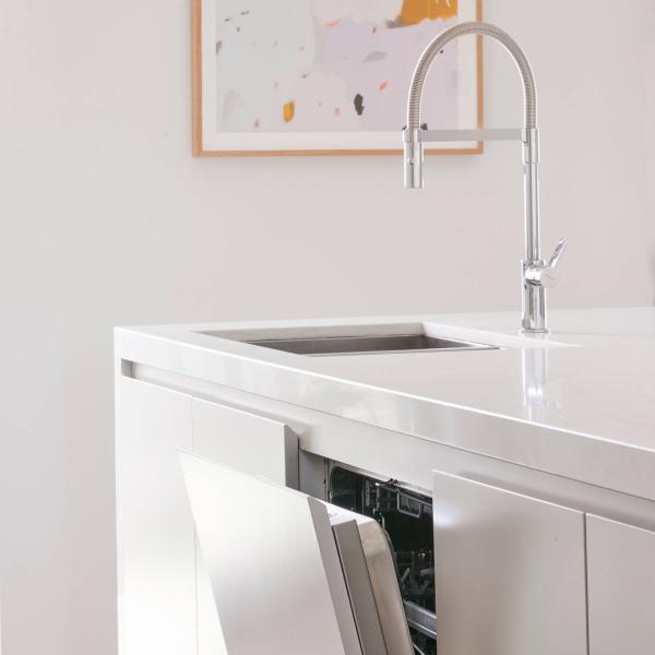 Latest Custom I Shape White Lacquer Kitchen For Apartments And Hotel