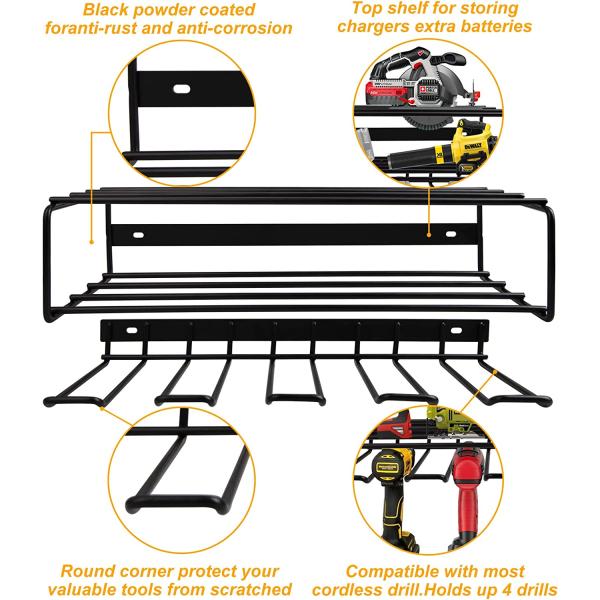 Organiseur d'outils électriques standard à 3 couches monté sur le mur 43*19*10cm Porteur de stockage d'outils