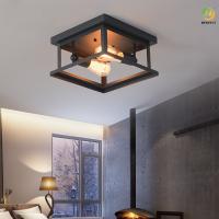 Lâmpada industrial retro de Edison Iron Bedroom Square Ceiling do estilo da lâmpada americana