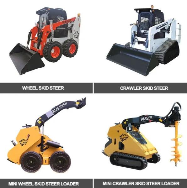 CE certified mini wheel skid steer loader with EPA and HANSA hydraulic pump attachments