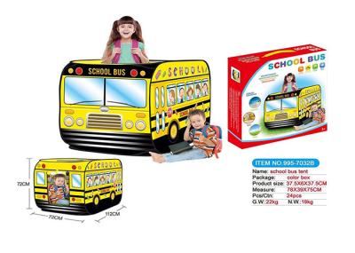 School Bus Shaped Children's Pop Up Toy Tent , Foldable Pop Up Playhouse Tent
