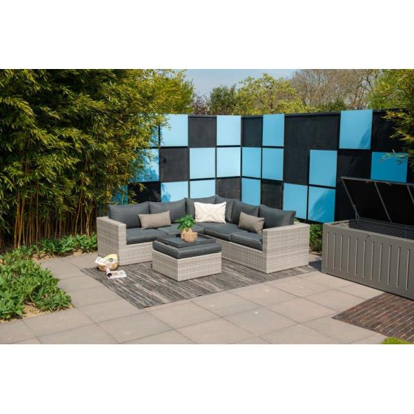 AJUNION Outdoor L Shape Rattan Corner Sofa Set Patio Furniture W155 x D85.5 x H65cm
