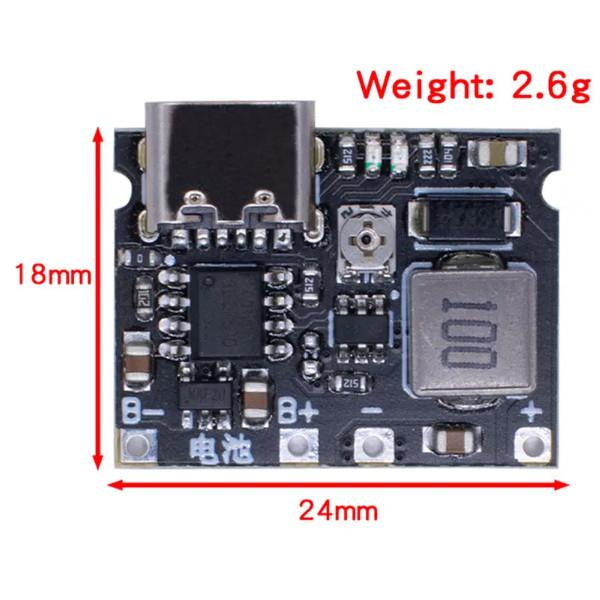 3.7V To 9V 5V 2A DC-DC Step Up Boost Module 18650 Lithium Battery Charging Discharging Board Type-C DC TP4056