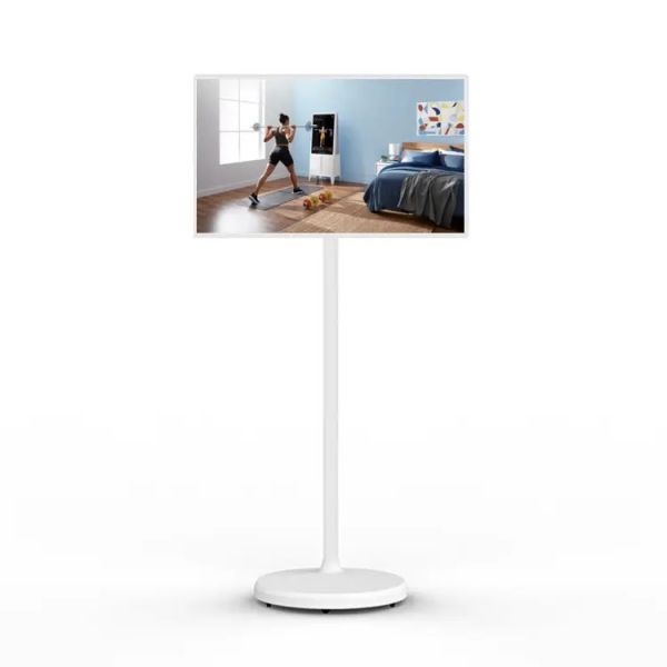 32 Inch Movable Smart Display with Wheels Height Adjustable Screen Wireless Android Tablet Gym Live Stream Factory