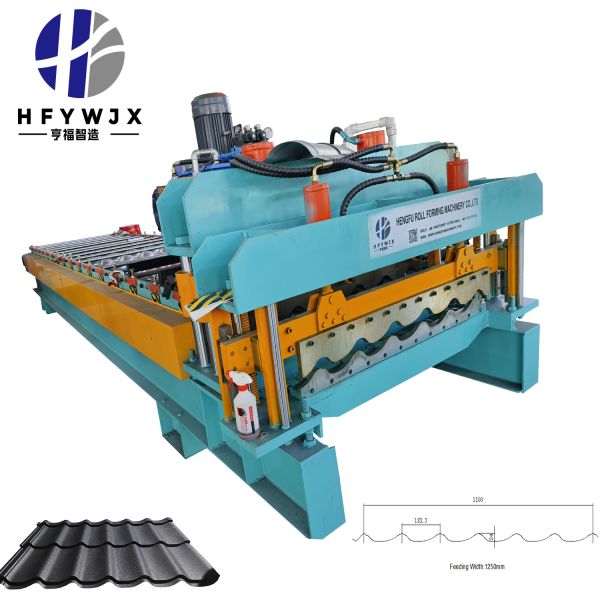 1100 Glazed Tile Roof Sheet Roll Forming Machine with Hydraulic Cutting System 16 Stands