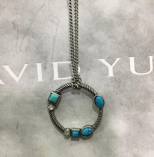 (N-99) Fashion Rhodium Plated Turquoise Charm Pendant Necklace for  Women
