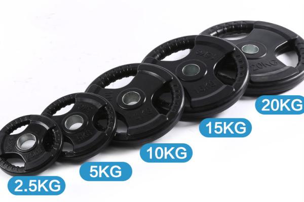 OEM Tri Grip Three Holes Steel Weight Plate Rubber Coated Bumper Plates 5kgs