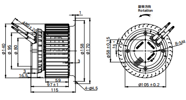Blade 140mm EC Centrifugal Fan External Rotor Cooling Ventilation Fan