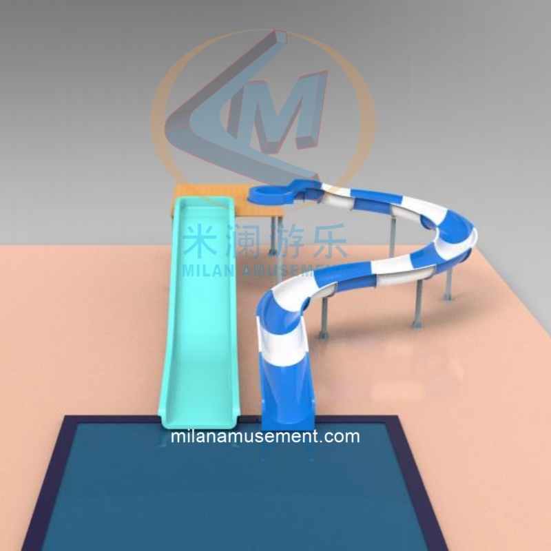 Custom Water Slide Combination – Spiral Tube & Straight Slide with Safe Pool Ending Suitable for Water Park