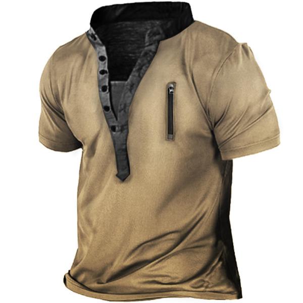 Zip Retro Printed Military Tactical Shirts Woven Heat Resistant