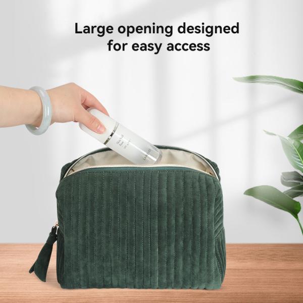 Travel Custom Cosmetic Bag Velvet Makeup Pouch Small 10.2X4.7X6.3