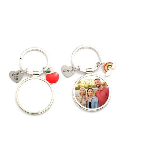 Round Sublimation Metal Keychain Pendant For Sublimation Photo Transfer Printing