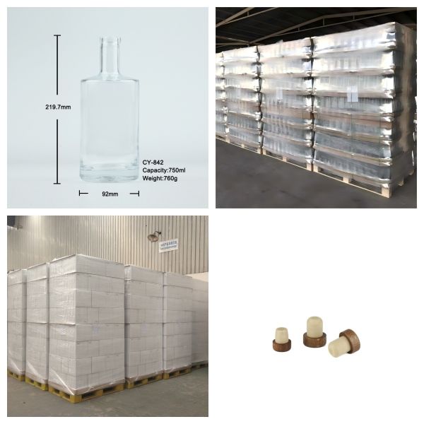 Crystal White Super Flint Glass Liquor Bottles 750ml Cork Top 760g CY-842