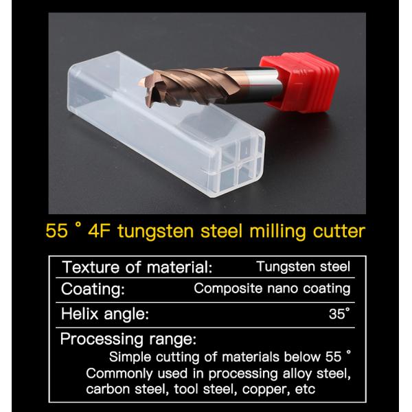 HRC55 Carbide End Mill 6 8 10 12mm 4Flutes Milling Cutter Alloy Coating Tungsténio Ferro Ferramenta de corte CNC Machining