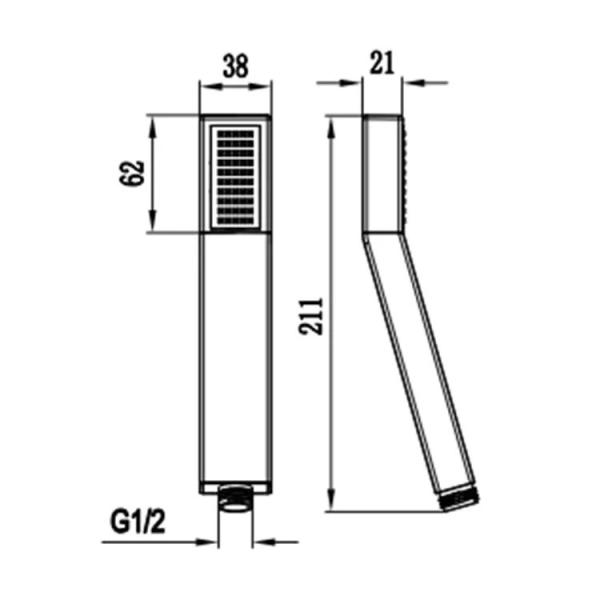Square ABS Plastic Rainfall Handheld Shower Head With Handheld Sprayer Brushed Finish