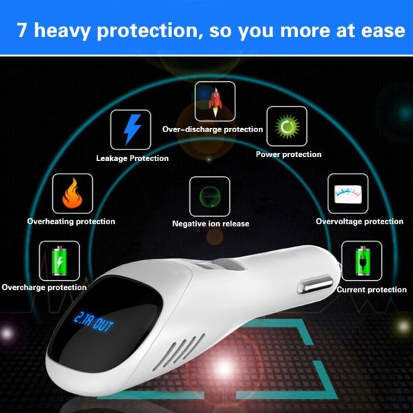 Car Phone Charger With Air Purifier , Fast Car Charger With LED Display