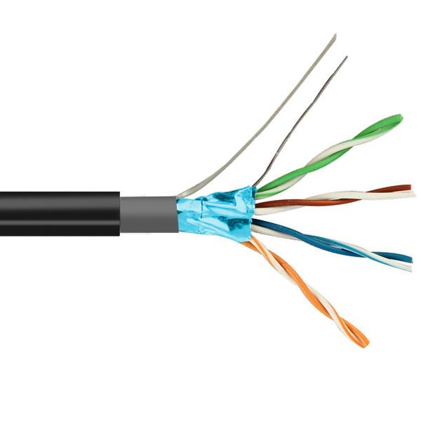 1000FT FTP CAT5E Outdoor PE+PVC 0.47mm Solid Black Network Cable Pass Fluke