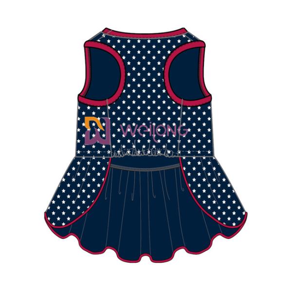 Glitter Print USA Rubber Star CVC Jersey Dog Dress Male Customized